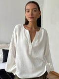 French Lantern Sleeves Of Casual Cotton Cuffed Shirt 2025 Autumn Fashion New Top Lady 68HZ