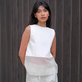 White V-Neck Cotton Can Wear Double-Sided Collared Sleeveless Vest 2025 Summer Fashion New Top 68HZ