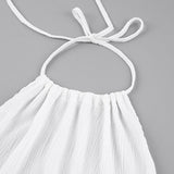 2025 Summer New Hanging Neck Sleeveless Sleeveless Slings White Dress Women's Bare Back Open Fork Fashion Dress 68HZ