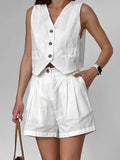 2025 Spring And Summer Cotton Tample New Sleeveless Vest Vest Suit Fashion Solid Color Two Sets Of Women 68HZ