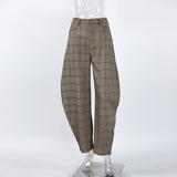2026 Spring New Small Design Lattice Scissors Women's Casual Loose Thin Casual Trousers 68HZ