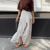 Spring/Summer 2025 White Cotton Sling Round Collar Short Blouse Loose Skirt Set Stylish Comfortable Commuter Women's Clothing 68HZ