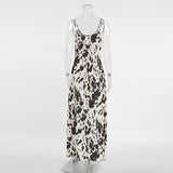 Autumn And Winter Sexy Design Print Slings Round Tie And Ankle Dress Retro Fashion Party Dress Woman 68HZ