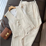 2026 Summer New Korean Fashion Design Temperament Suit Vest + Broad Leg Pants Two-Piece Set In Fashion 68HZ