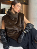 Autumn And Winter Fashion Imitation Fur Vest Female New Temperament Commuting With Plush Sleeveless High-Neck Vest 68HZ