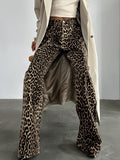 2025 Summer Retro Street Style Loose Low-Rise Leopard Trousers With Pure Cotton Wide-Footed Trousers Casual Trousers Women 68HZ