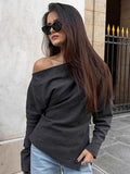 Sexy Babes Collared Shoulder T-Shirt Irregular T-Shirt 2025 Spring Fashion Top Girl 68HZ