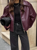 Locomotive Wind Leather Jacket 2025 Autumn And Winter New Loose Coat Fashion Leather Leather New Women's Coat 68HZ