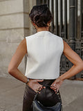 New White V-Necked Free-Comfortable Women's Summer Sleeveless Commuting Fashion Vest 68HZ
