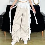 2025 Women's Summer New Solid Street Fashion High-Waist Leisure Irregular Ribbon 68HZ