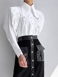 Autumn 2025 New Female Minority Retro Court Style Collar Pressure Folding Bubble Sleeve Elegant Light White Shirt 68HZ