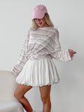 Lazy Style Retro-Collend Striped Hoodie Autumn 2025 Women's New Round Neck Loose Slim Thin Knitted Shirt 68HZ