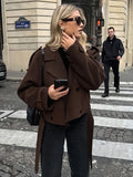 Autumn And Winter New Collar Temperament Double Buckle Coat Jacket 2025 Fashion Commuter Coat Woman 68HZ