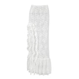 2025 Summer Side Of The Sexy Lotus Side Atmosphere Lace Perspective Half-Dress Commuting Women's Clothing 68HZ