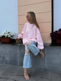 Sweet Autumn Jacket Women's Long Loose Spring And Autumn Collar Letter Embroidery Leisure Thin Powder Tops 68HZ