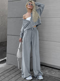 Velvet Collar Long-Sleeved Trousers Loose-Fitting Suit 2025 Autumn And Winter Fashion New Two-Piece Set 68HZ