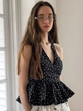 Summer Fashion New French Wave Point Sleeveless Hanging Neck Waist Thin Vest 2025 Top 68HZ