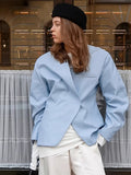 Fall New Casual Blue Suit Jacket 2025 Loose Long Sleeve Women's Commuting Jacket 68HZ