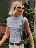 2025 Summer Fashion New Gray Modal Slim Slim Thin T-Shirt Collar Top Woman 68HZ