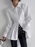 2025 New Temperament Commuter Cotton Shirt Long-Sleeved Tidly Tidling Design Blouse 68HZ