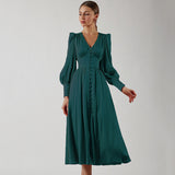 Spring 2025 New Densate Dress Female Design Lantern Sleeves To Show Thin Temperament Long Dress 68HZ