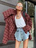 Autumn 2025 New Retro Red Scottish Check-In Ancient Shirt For Women Casual Long-Sleeved Shirt 68HZ