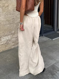 Spring And Summer Commuting Lazy Cotton Tnut Fashion Wide-Footed Trousers Loose Pocket Trousers Women's Clothing 68HZ