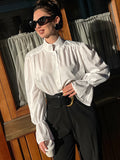 Autumn Design Sense French Collar Bubble Sleeve Shirt New Women's Niche Casual Shirt Loose Top 68HZ