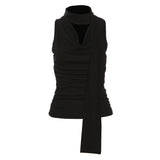 2025WISH Spring Summer New Fashion Solid Color Sexy V Collar Around The Neck Sleeveless T-Shirt Girl 68HZ