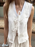 Light Apricot Pure Cotton Side With Sleeveless Vest 2025 Spring And Summer Fashion New Top Lady 68HZ