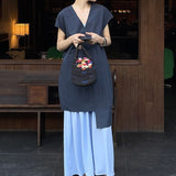 Temperament White Polo Collar Shirt Top Slack Feel Set Women's Summer Fashion Casual Broad-Legged Pants Two-Piece 68HZ