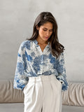 2025 Autumn New Fashion Collar Long Sleeve Loose Shirt With Casual Ladies National Style Printed Shirt 68HZ
