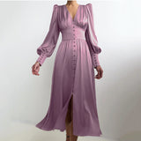 Spring 2025 New Densate Dress Female Design Lantern Sleeves To Show Thin Temperament Long Dress 68HZ