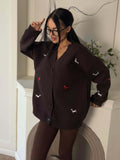Small-Raden V-Necked Dachshund Dachshunded Ragged Jacket 2025 Fall/Winter Languid Wind-Hanging Sweater 68HZ