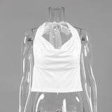 Knitted Casual Hottie Temperament Hanging Neck Small Vest Fashion Summer Sexy Umbilly Repair Body Short Top 68HZ