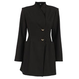 Autumn And Winter Niche Design Feeling Black V-Neck Long Sleeves To Collect Short Skirt Female Commuting Temperament Suit Dress 68HZ