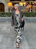 Autumn And Winter Sexy Design Print Slings Round Tie And Ankle Dress Retro Fashion Party Dress Woman 68HZ
