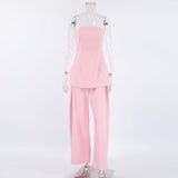 Sino-Chinese Minimalist Wind Tight Loose Suit Women 2025 New Beauty Back Braided Broad Leg Pants Two Sets 68HZ