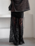Vintage Black Lace Perspective Sexy And Ankle Skirt Summer Fashion Mid-Rise Commuting Half-Dressed Dress Woman 68HZ