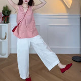2026 Summer New Korean Fashion Design Temperament Suit Vest + Broad Leg Pants Two-Piece Set In Fashion 68HZ