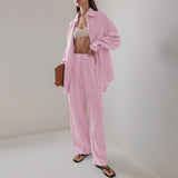 Spring New Purple Cotton Loose Long-Sleeved Trousers Set 2025 Fashion Commute Two Sets Of Women 68HZ