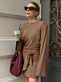 Mokamus Elastic Knitted Body-Body-Clumn Dress With High-Waisted Dress 2025 New Fashion Short Dress Woman 68HZ