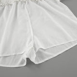 Sexy Chiffon Pure White Folded Super Short Skirt 2025 Summer Fashion New Set Short Skirt Girl 68HZ