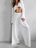 V-Neck Knitted With Lotle Leaf Side Umbilly Collar Trousers Set 2025 Autumn And Winter Fashion New Two-Piece Set 68HZ