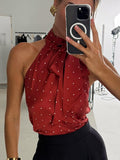 2025 Autumn New Design Pictonic Acid Wave Tie With Hanging Neck Sling Vest Woman 68HZ