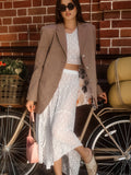 Spring And Summer Fashion Sexy Temperament Perspective Lace Long-Sleeved Collar Blouse Low-Waisted Half-Dress Two-Piece Woman 68HZ