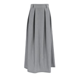 Autumn High-End Gray Commute Wearing Leisure High Waist Repair 100 Folds A Swing Skirt Fashion Skirt 68HZ