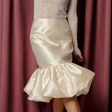 Autumn Design-Style Ass High-Waisted French Half-Dressed 2025 New Women's-Wearing Fasley Splicing Puffed Puffed Skirt 68HZ