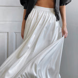 Women's Dress Skirt High Waist Simple Elegant A-Dress Fashion Casual Pure Color Long Skirt 68HZ