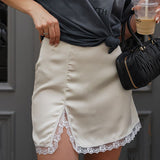 Spring And Summer New Comfortable Simple Commuter Short Skirt Featism Lace Splicing Skirt 68HZ